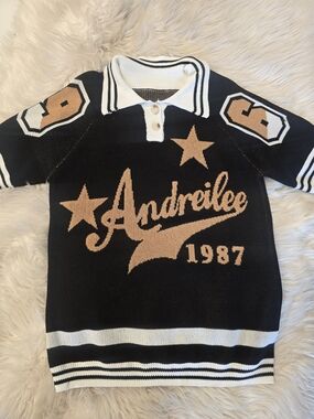 Black & Tan Polo Knit Kids Top